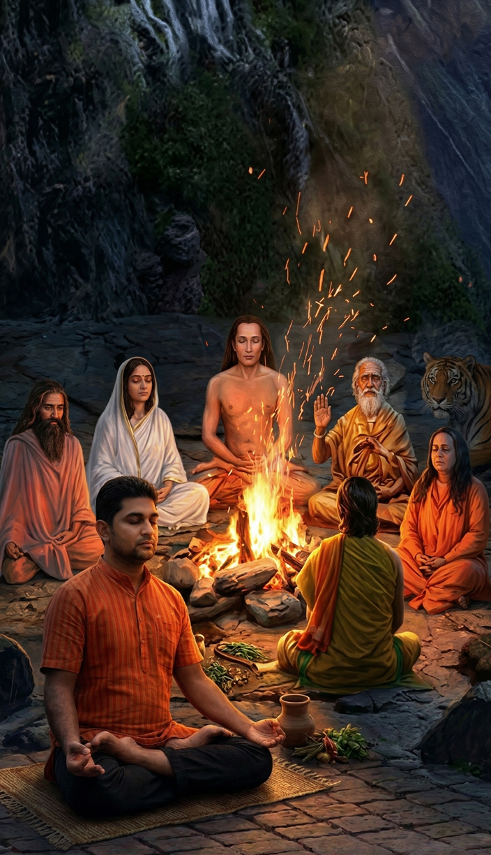 chidatma with maha avatar babaji, yogananda gi and lahari mahashaya 1